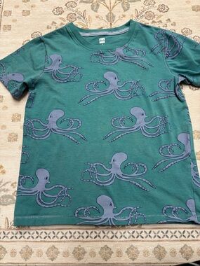 Tea Collection Teal Tee with Navy Octopus Print